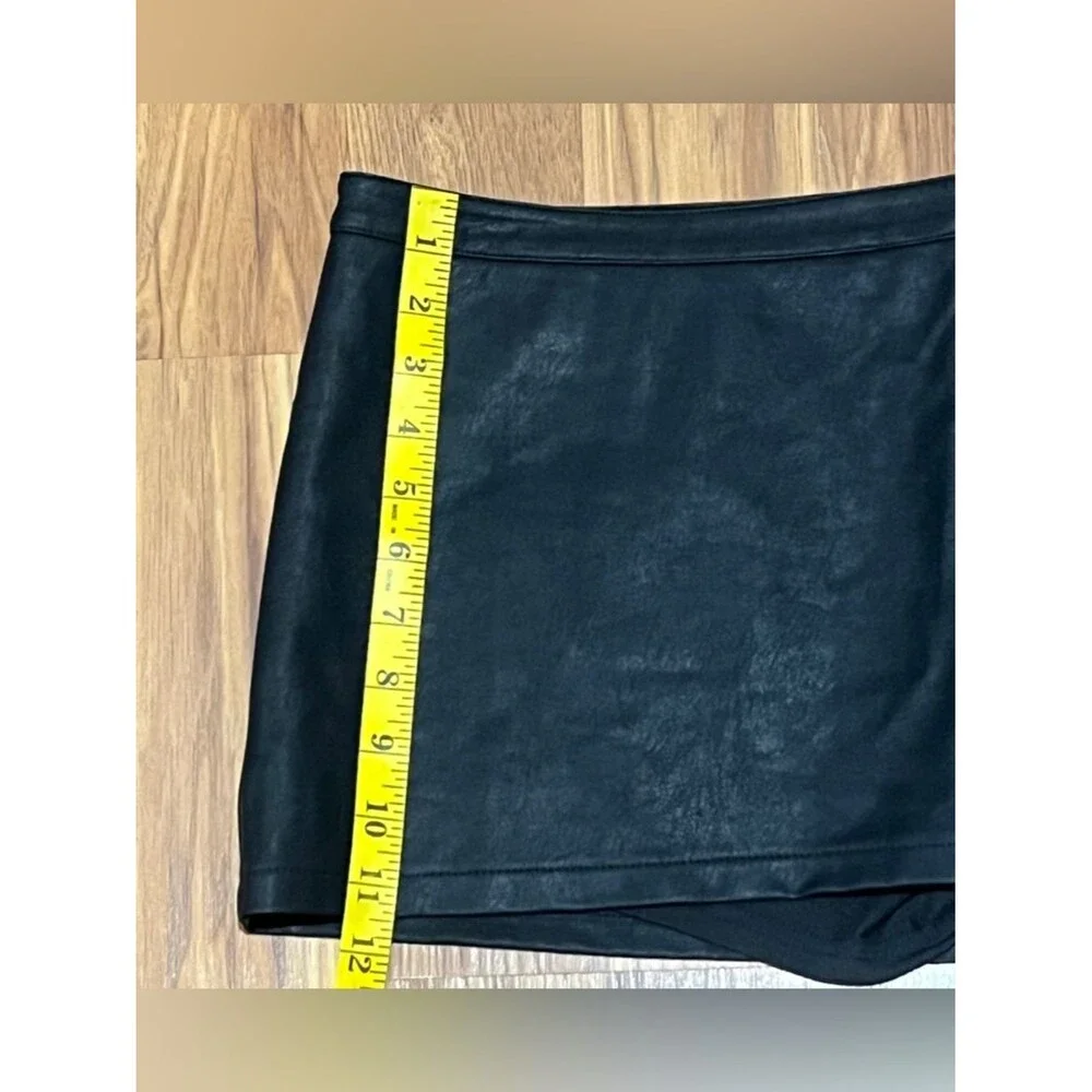 Edikted Triple Belt Faux Leather Mini Skort - Black - Size XL Moto Y2K